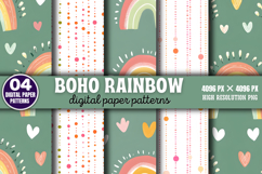 Boho Rainbow Digital Paper Background PNG Product Image 1