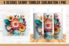 3D Papercut Flowers Tumbler Sublimation Design PNG Product Image 6