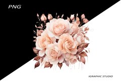 Rose gold Flowers PNG, Watercolor Rose Bouquet Product Image 1