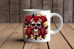 Skull watercolor, Floral skull art, Gothic flowers Clipart Product Image 6