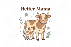 Heifer Mama Png, Cow Mom Png Design, Farm Wife Shirt Graphic Product Image 7
