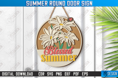 Summer Round Door Sign Laser Cut Bundle, Wooden Welcome Sign Product Image 8