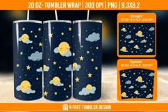 Day And Night Tumbler Wrap Designs, Sublimation Wrap Product Image 1