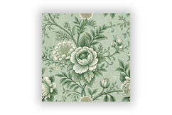 Green Toile Digital Paper, Seamless French Floral Toile Product Image 6