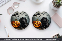 Halloween Dog Car Coaster Sublimation| Halloween Coaster PNG Product Image 1