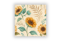 Vintage Sunflower Seamless Pattern Bundle, Watercolor Product Image 6