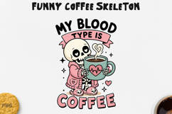Funny Coffee Skeleton PNG Spooky Halloween Design Product Image 1