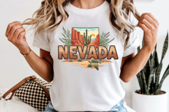 Nevada State Map PNG, Vintage Desert Cactus Sublimation Product Image 6