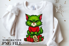 Green funny Christmas cat png design for T-shirts Product Image 3