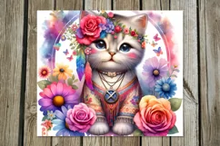 Hippie animals | 4 Skinny Tumbler sublimation designs PL2 Product Image 2
