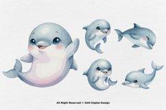 15 Bundle Watercolor Dolphin Fish Animal Sea Ocean Kids Product Image 6