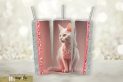 PINK CAT tumbler wrap sublimation design png Product Image 1