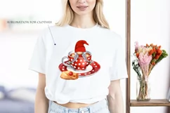 Watercolor gnome in a mug of tea with cookies, Gnome PNG Product Image 6