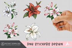 Lily Sticker Clipart,Botanical Lily Sticker Product Image 1