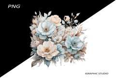 Blue and Rose gold FlowersPNG, Bouquet PNG Product Image 1