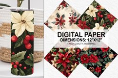 Christmas Floral Seamless Digital Paper-Christmas Background Product Image 1