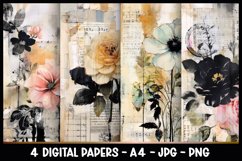 4 Beautiful Flowers Digital Papers I Junk Journal Pages Product Image 1