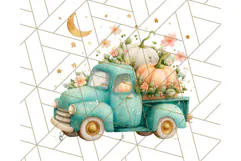 Vintage Truck Pumpkin and Fall Flowers PNG Clipart, Autumn Product Image 2