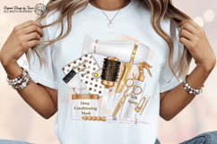 Luxury Hair Salon Sublimation PNG White &amp; Gold Beauty Tools Product Image 4