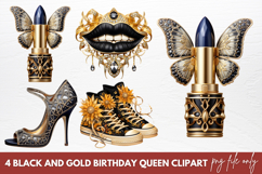 Black And Gold Birthday Queen Clipart Product Image 1