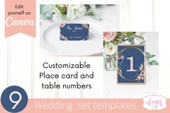 Navy and Pink Floral Wedding Canva Templates Bundle Product Image 5