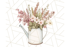 Watering Can Flowers PNG, Rustic Floral Watercolor Clipart Product Image 3