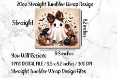 Coquette Ghost 20 OZ Skinny Tumbler Wrap Sublimation Png. Product Image 5