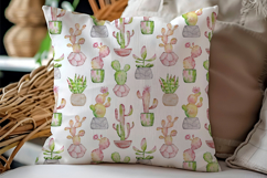 Watercolor Cactus Seamless Patterns Product Image 6