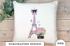 Watercolor Eiffel Tower with roses Sublimation PNG Product Image 6