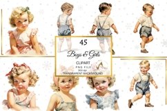 Retro Boys and Girls Clipart Bundle Product Image 7