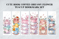 Cute Book &amp; Coffee Bookmark Set,Dreamy Floral Teacup Art Product Image 6