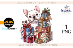 Christmas Bulldog Puppy Watercolor Illustration Product Image 1
