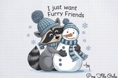 Winter Raccoon Sublimation Clipart PNG Product Image 1