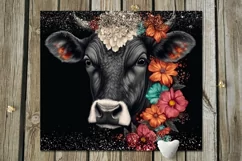Cow & flowers | 9 Skinny tumbler Sublimation designs, JPG Product Image 6