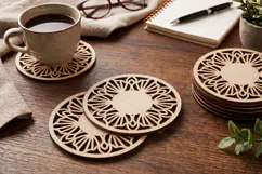 Round Monogram Coaster SVG - Laser Cut Blank Ornament File Product Image 1