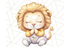 Praying Baby Animals in Pajamas Clipart, Sleepy Animal Png Product Image 2