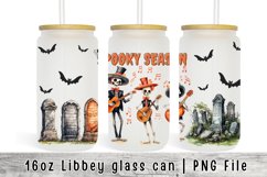 Skeleton Halloween Can Glass Wrap, Libbey Glass 16 oz Can Product Image 1