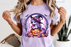 Halloween Unicorn Witch PNG, Magic Wand Sublimation Design Product Image 5