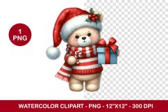 png watercolor clipart - christmas baby bear Product Image 1