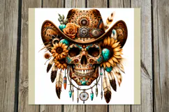 Western skull | straight skinny tumbler sublimation design 2 Product Image 2