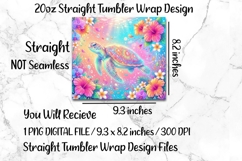 Neon Tropical Turtle 20 OZ Skinny Tumbler Sublimation PNG. Product Image 5