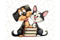 Dog and Cat Friends PNG, Cute Pet Clipart, Funny Animal Art Product Image 2