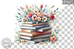 Books Flowers Sublimation- Clipart PNG Design Product Image 1
