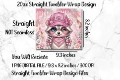 Feral Cute Raccoon 20 OZ Skinny Tumbler Wrap Sublimation Png Product Image 5