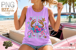 Patriotic Crab PNG, Floral Coastal Summer Shirt Design Product Image 5