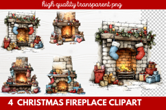 Cozy Christmas Fireplace Clipart | Holiday Mantel &amp; Winter Product Image 1