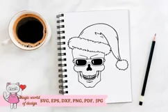 Skull Santa hat with glasses svg, Christmas cut file Product Image 6