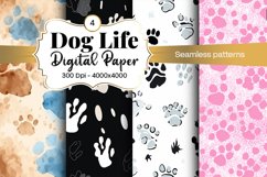 Dog Paw Digital Paper Seamless Scrapbook Paper Product Image 1