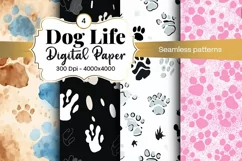 Dog Paw Digital Paper Seamless Scrapbook Paper Product Image 1