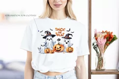 Trick or Treat, Halloween Lettering PNG, Ghost and Pumpkin Product Image 5